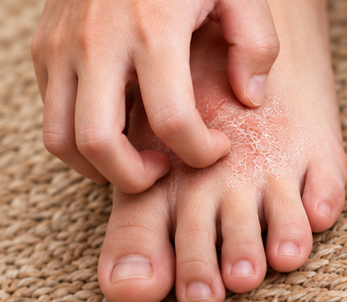 Rough, flaky skin on the top of a foot
